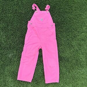 Carhartt Pink Canvas Bib Overalls Kids 4T Cotton OX9712G